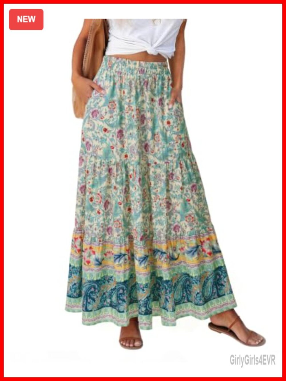 High Waist A-Line Flowy Maxi Skirt with Pockets Lightweight Chiffon